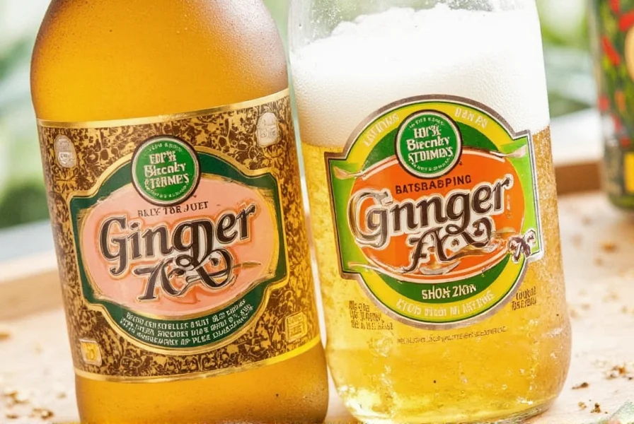 Comparison of different ginger beer bottles showing labels and ingredients