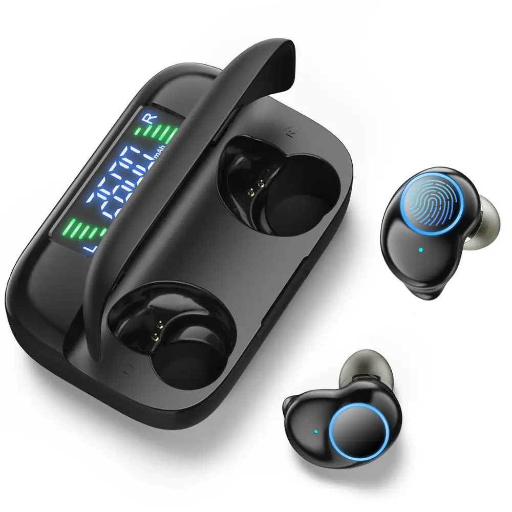 

Factory TWS Wireless Earbuds Blue tooth 5.0 Earphones with 2600mAh Charging Case