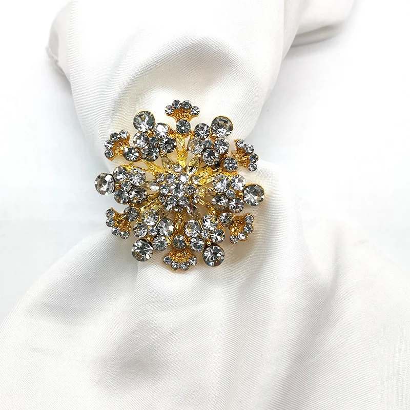 2020 hot sale flower shape cheap bulk gold napkin rings for wedding and events