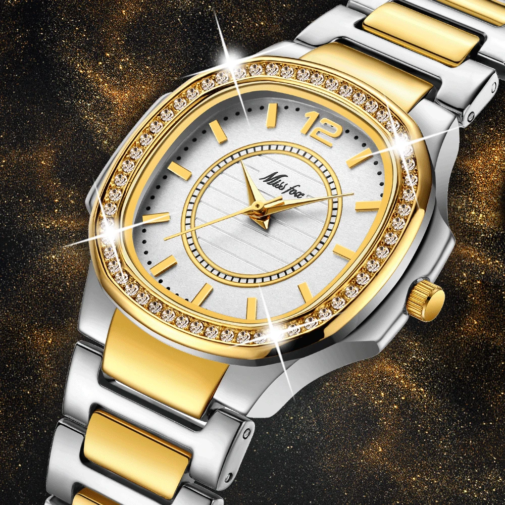 

Miss Fox 2549 Women Watches Geneva Designer Ladies Watch Luxury Brand Diamond Quartz Gold Wrist Watch Gifts Reloj Femenino, Black/silver