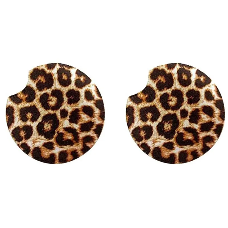 

Custom Car Coasters Car Cup Holder Coasters 2.75 inch Leopard Rubber Coasters