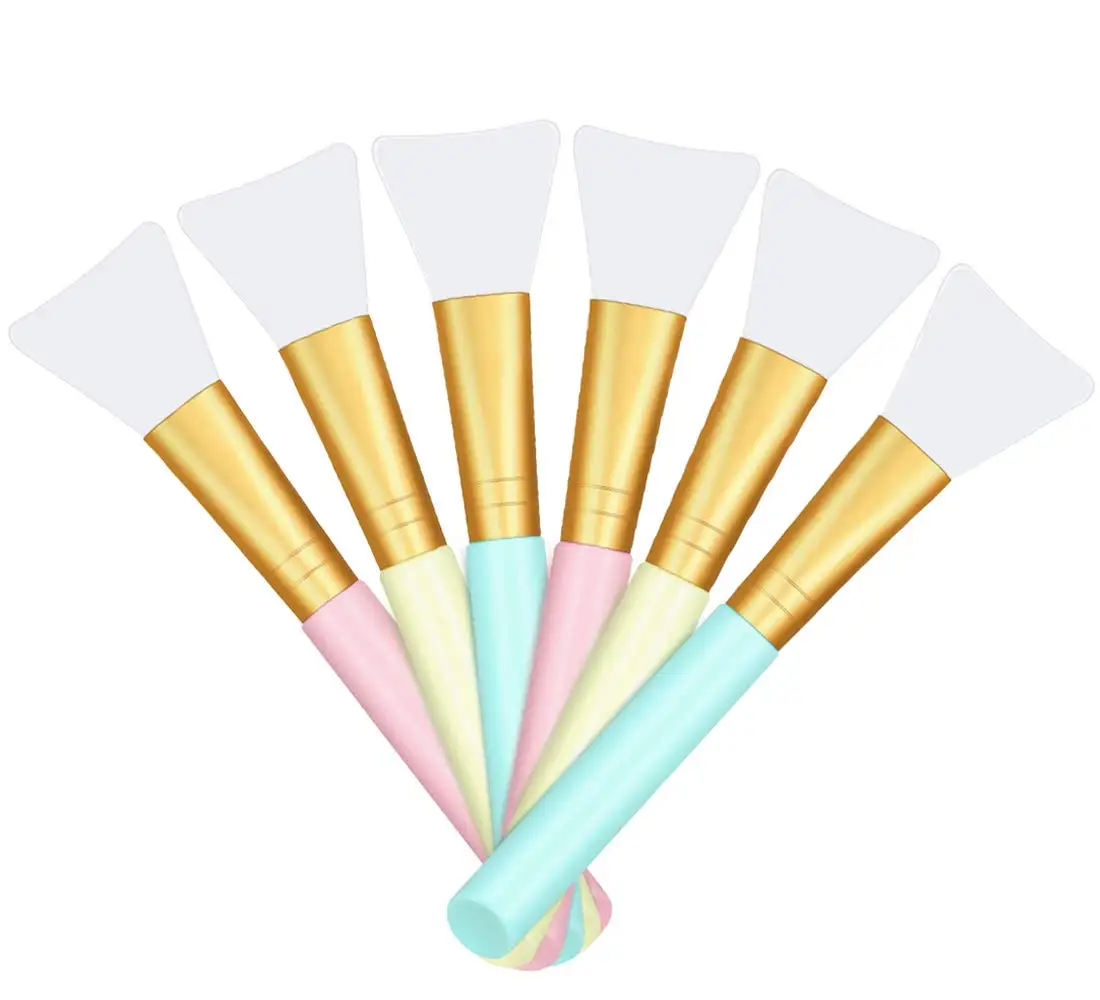 

Private Label Cosmetic makeup tool DIY facial mask applicator brush soft silicone face mask brush, Yellow,pink,blue