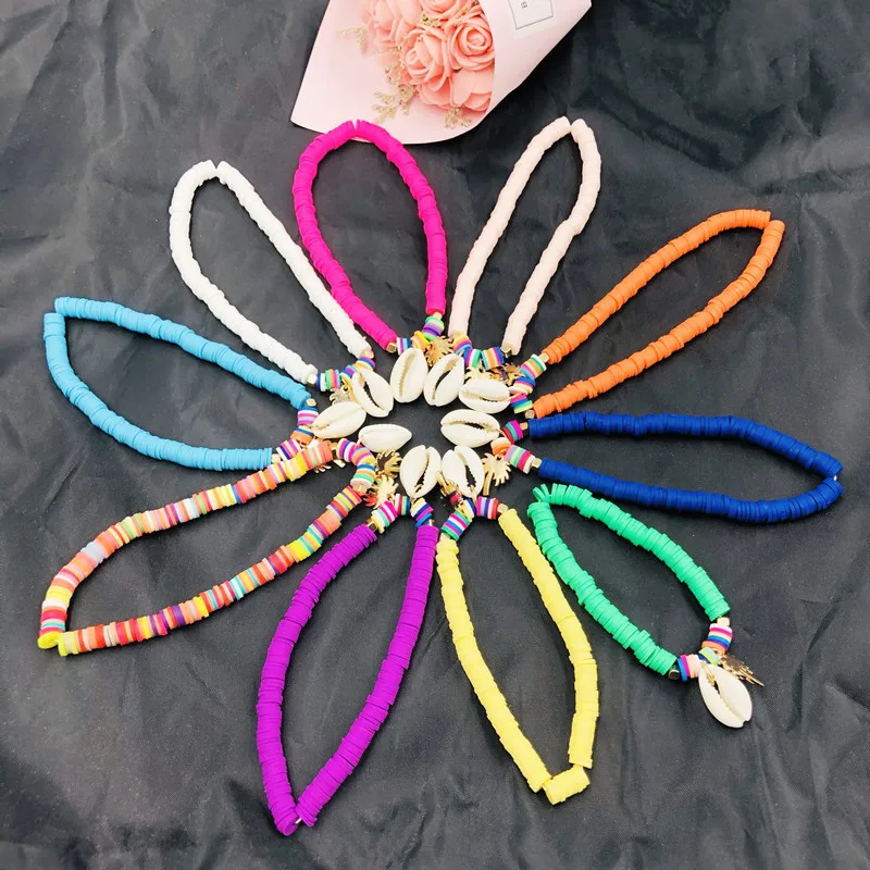 

Bohemian Seashell Bracelet For Women Colorful Polymer Clay Beaded Bracelets Charms Bracelets Holiday Jewelry Wholesale, Picture shows