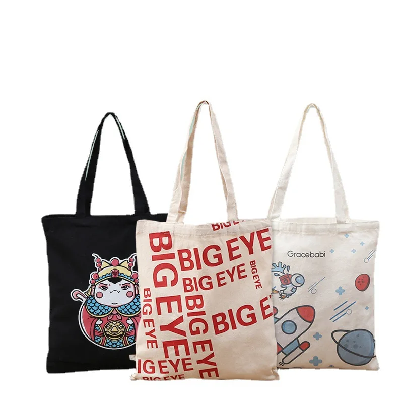 

Customized Pattern Canvas Bags Promotional Cheap Organic Fabric Tote Shoulder Cotton Canvas Bags