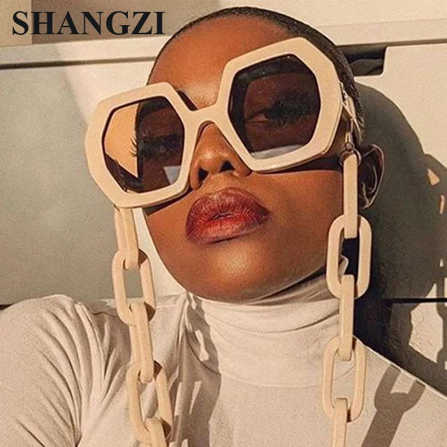 

GGNQ2069 newest fashion shades with chain oversized women sunglasses 2021