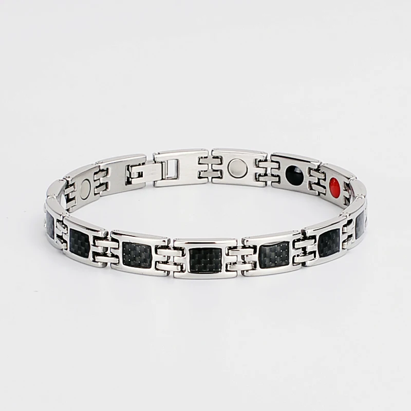 

Wholesale Stainless Steel 4 in 1 Luxury Men Magnetic Bracelet Bio Energy Bracelet, Gold /rose gold / silver /black plating , customized is available