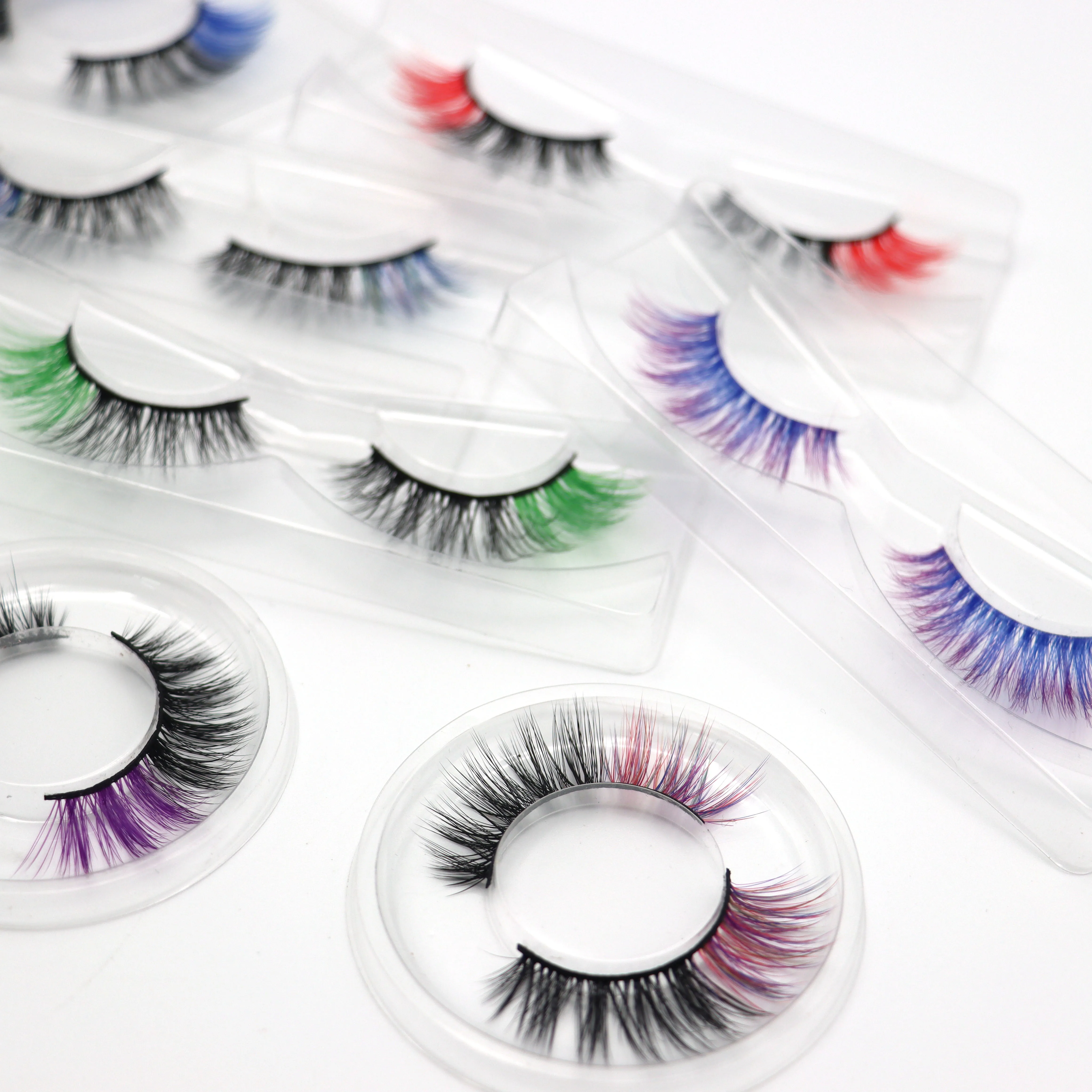 

Private Label Wholesale Free Sample 3d Colored Faux Mink Lashes Real Colorful Mink Siberian Full Strips Mink Eyelashes Vendor