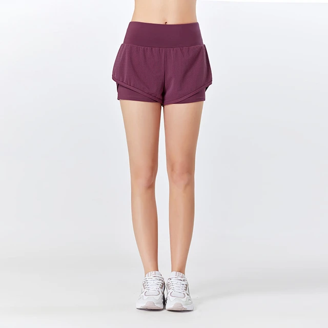 

2 in 1 Running Shorts for Women Workout Athletic Gym Yoga Shorts Mesh Outer Lining