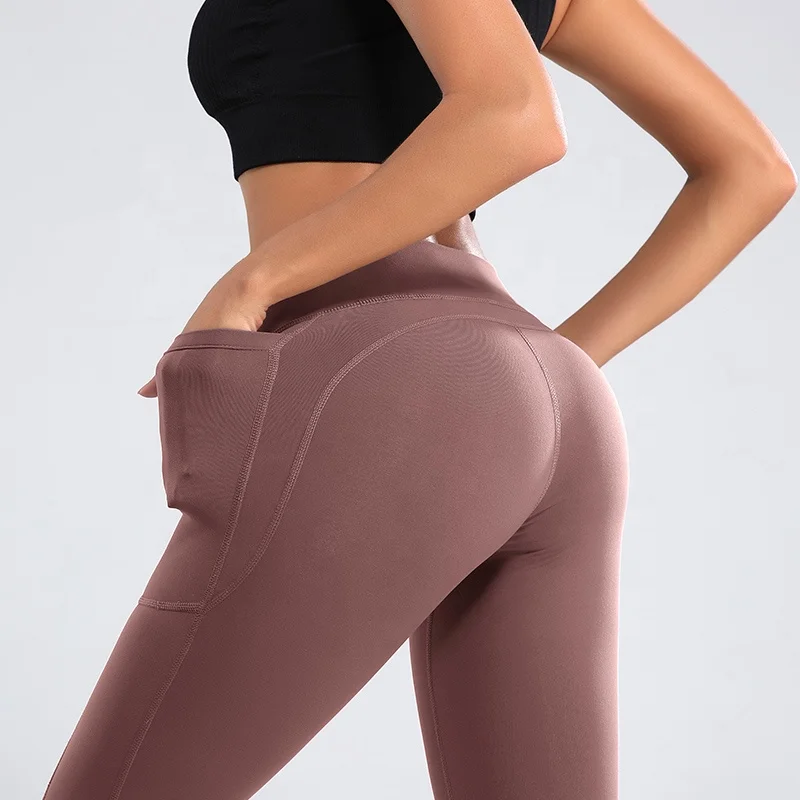 

women leggings seamless tummy control high waist yoga pants with phone pocket, Black,gray,red bean paste,blue,green