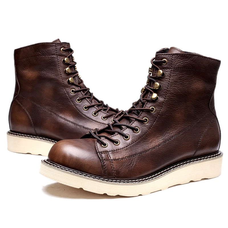 

New Arrival Retro British style men's shoes martin boots high quality tresemme botanique Classic Design mens cowboy boots, Brown