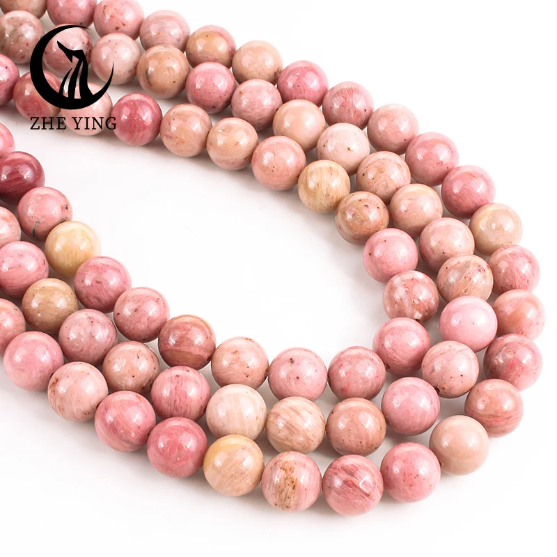 Zhe Ying wholesale 4/6/8/10mm Rhodonite beads for bracelet making natural stone beads Rhodochrosite beads