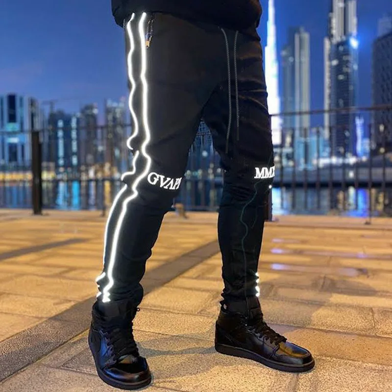 

Men's autumn sports pants reflective strip casual hip-hop pants