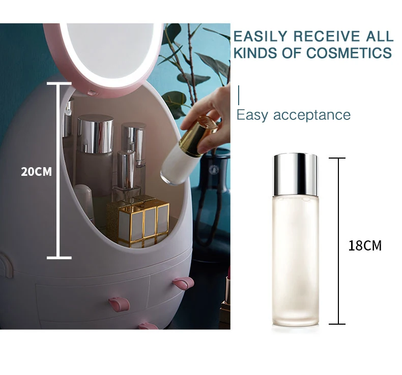 New Fashion Vanity Makeup Box With Led Light Mirror Drawer Type