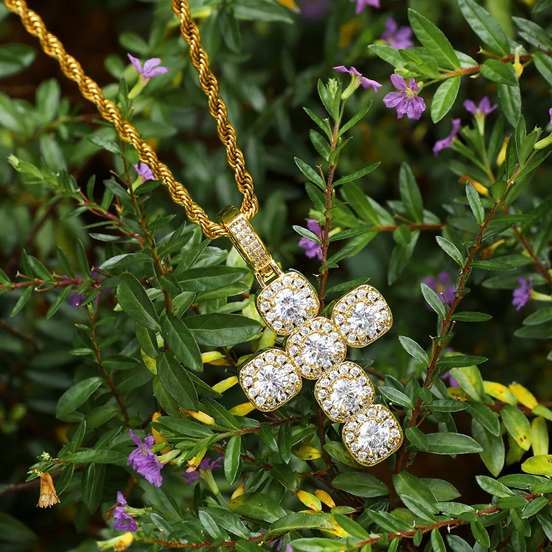 

2021 Hip Hop Jewelry 18k Gold Ankh Pendent Necklace Iced Out CZ Cubic Zirconia Nail Necklace Gem Stone Cross Pendant Necklace, White gold/18k gold