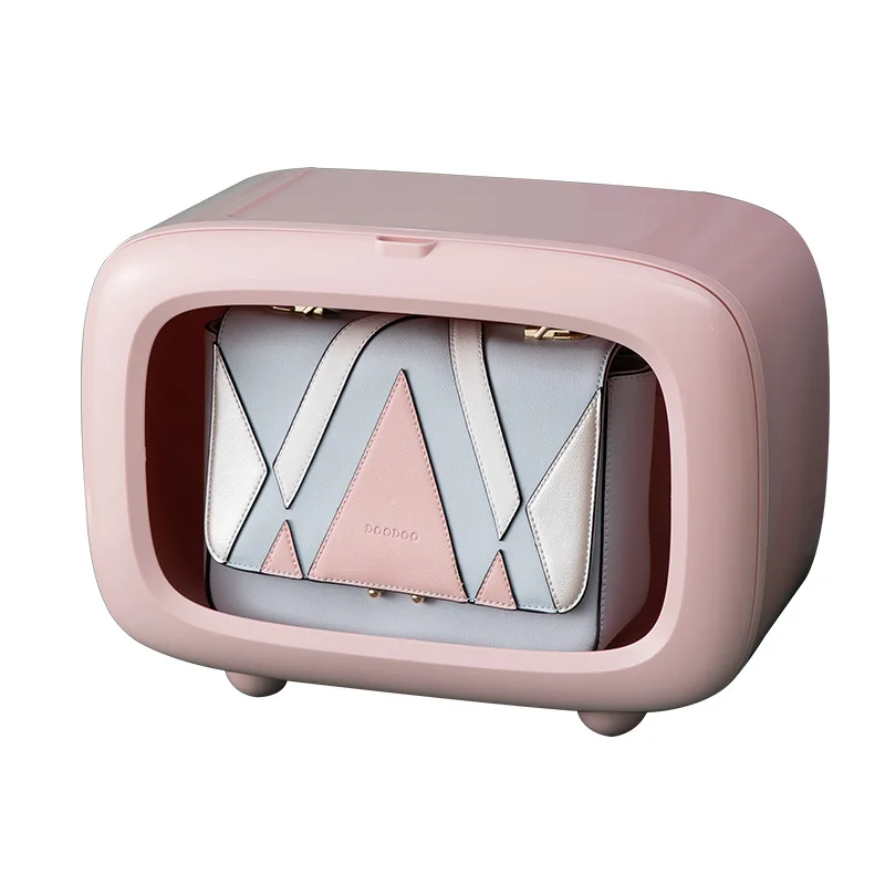 

Stackable Women's Shoulder Bag Handbag Organizer Display Plastic Storage Box with Transparent Clear Window, Transparent white