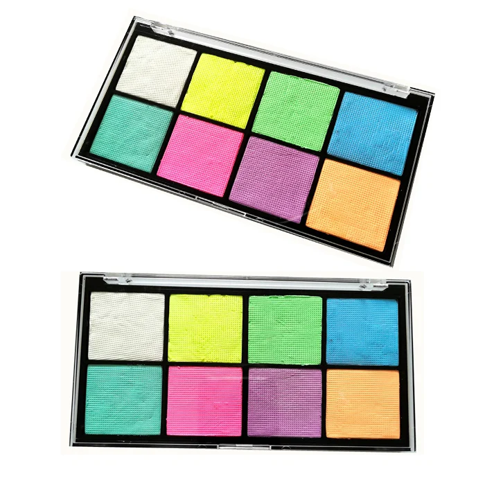 

Pastel Water Activated Party UV neon pigments Wet eyeliner Cosmetic Eye Make Up Face Paint palette, 8 colors