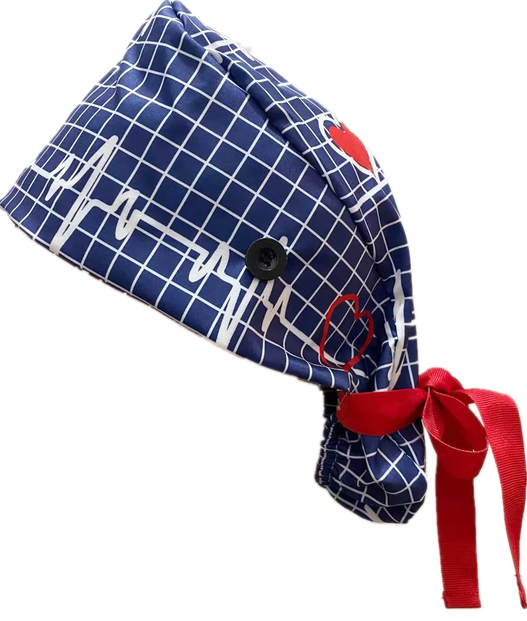 

Adjustable Working Cap with Button Long Hair, Sweatband Cotton Ponytail Holder