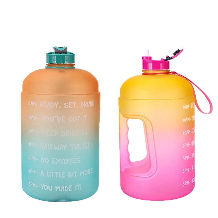 

3.78L Large Capacity Water Bottle PETG Plastic Time Marker Fitness for Outdoor GYM custom packing logo, Customized color