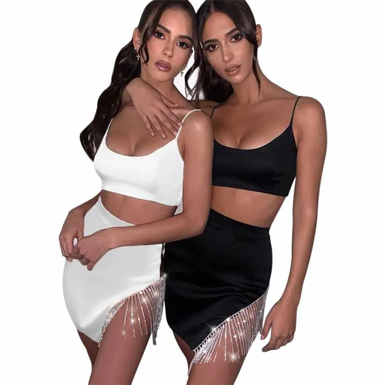 

Summer Clothes Popular Ladies Croptop Mini Dresses 2piece Outfits Women