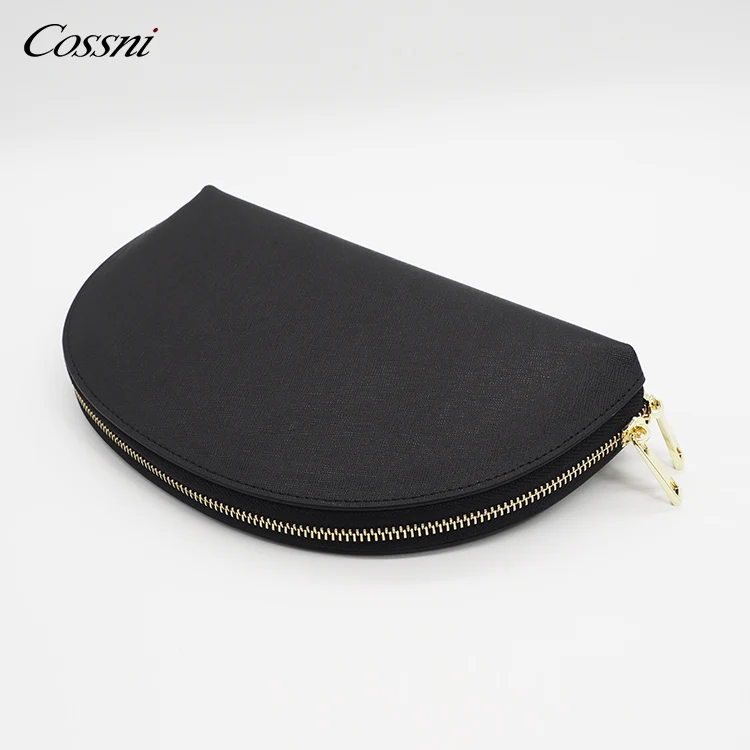 

Cosmetic bag half moon make up pouch bag for women Personalized saffiano leather travel bag, Customized