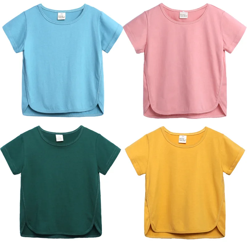 

Best seller high quality new wholesale summer cotton round neck short sleeve children teen girls plain blank kids t shirts