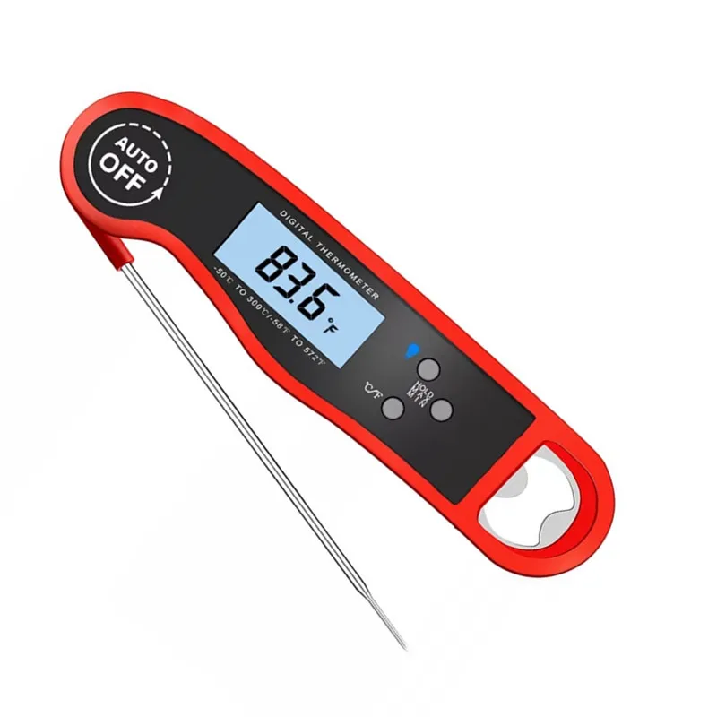

Instant read Household Digital BBQ meat Thermometer kitchen food thermometer with Bottle opener, Red / black