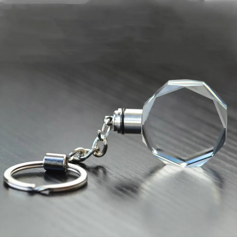 

Mh-ys053 Personalized Custom Crystal Keyring Led Light Octangle Crystal Keychain