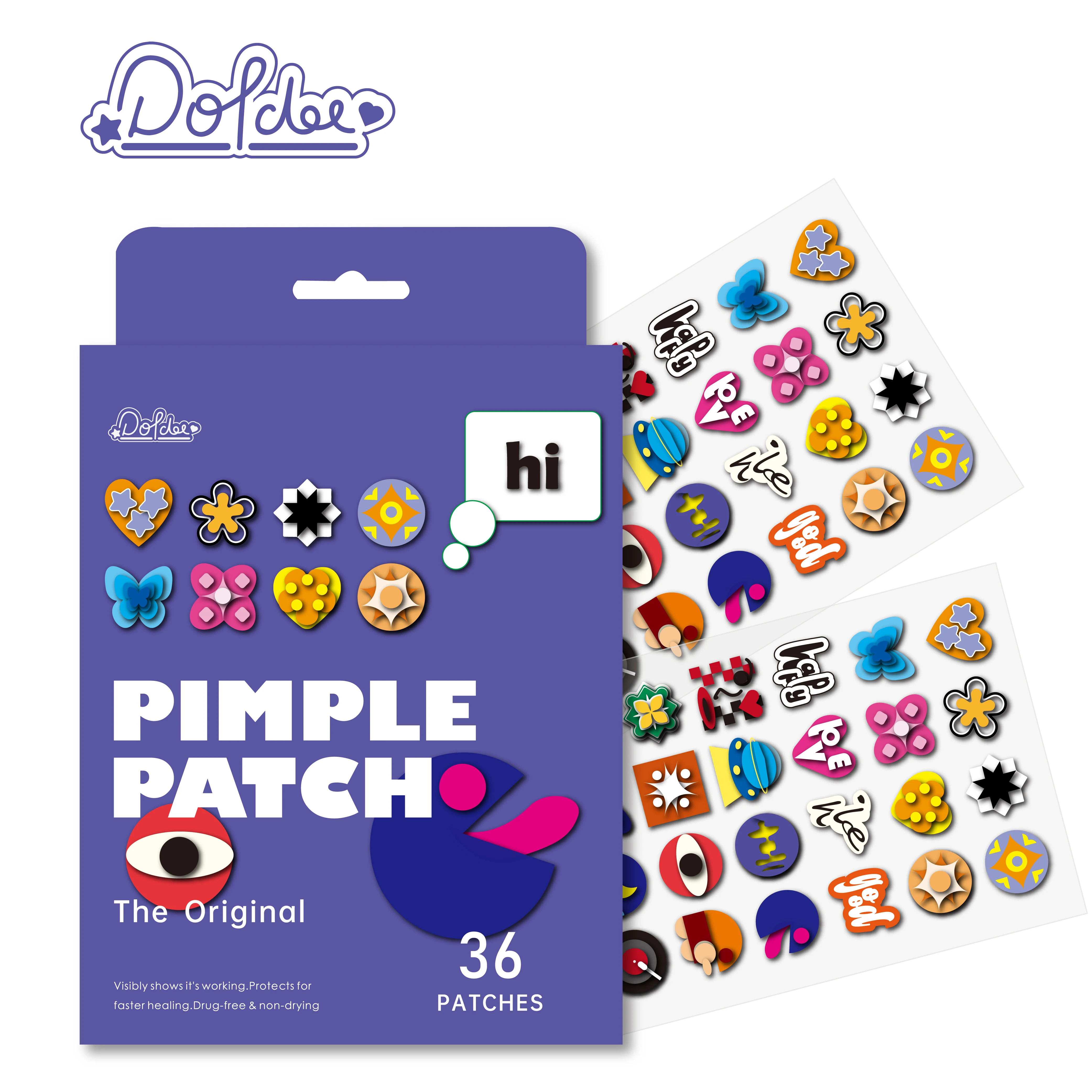 2025 New Design Hot Selling Print Pimple Patch Zit Hydrocolloid Acne Patch for Cover Blemish Thick and Thin