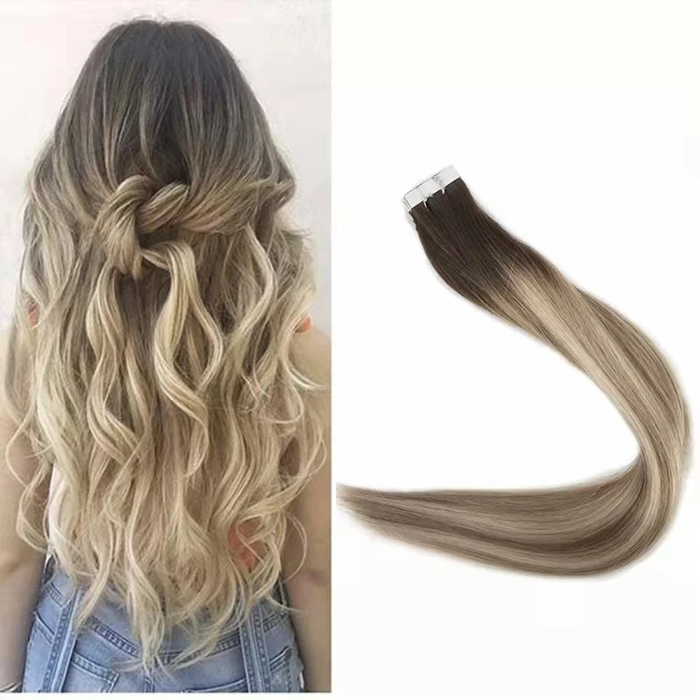 

Vlasy Straight Blonde RemyHuman Hair Weft Tape in Hair Extension seamless invisible Double Drawn Cuticle Aligned Tape in Hair, 33colour for you choice