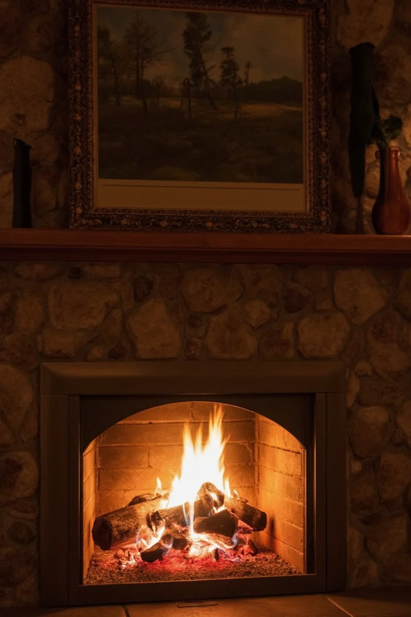 Simple and minimalist TV mantel decor with greenery and a candle