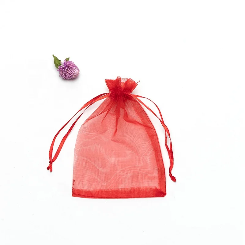 customized size organza fabric with small mesh drawstring bags