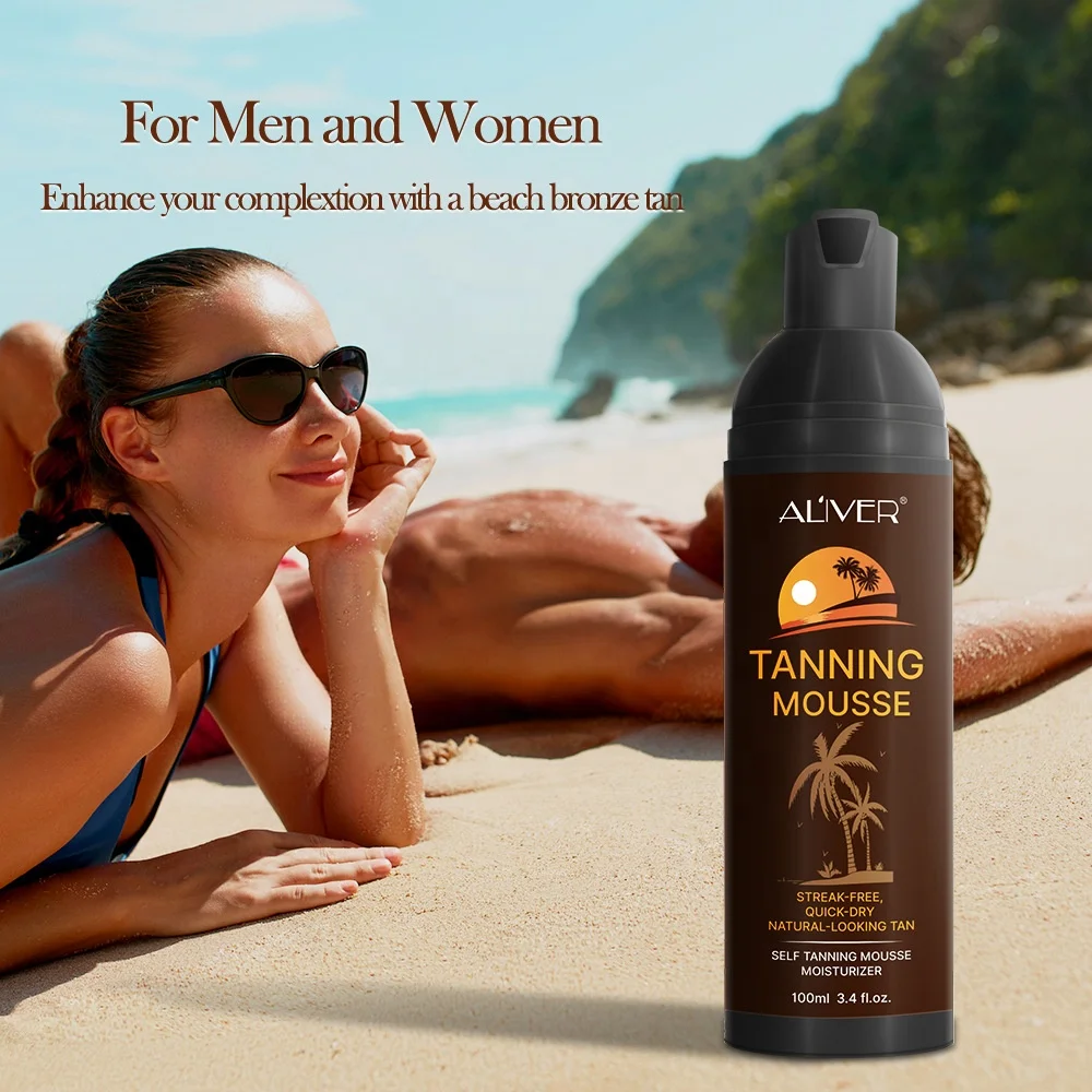 

Sunblock Self Tanning Foam Spray Tan Sunless Bronzing Tanning Mousse for Healthy Natural Dark Skin Tone