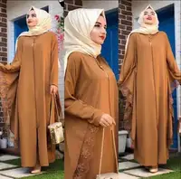 

Middle Eastern Muslim Women Long Skirt Fashion Lace Stitching Bat Sleeve Elegant Ladies EID Robe Abaya Dress