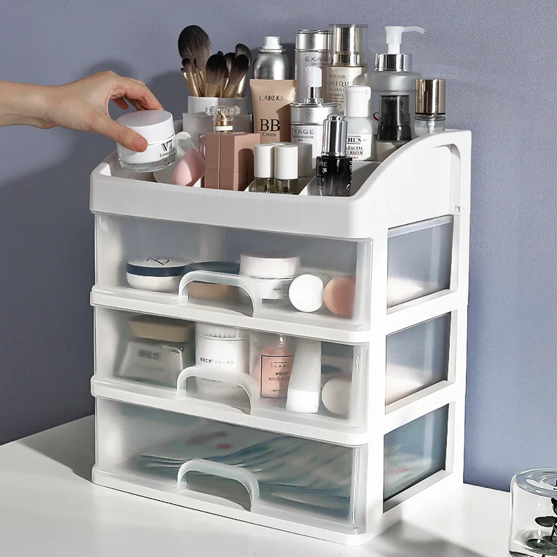 

Desktop cosmetic storage box drawer type dustproof make up tray with large capicity saving space
