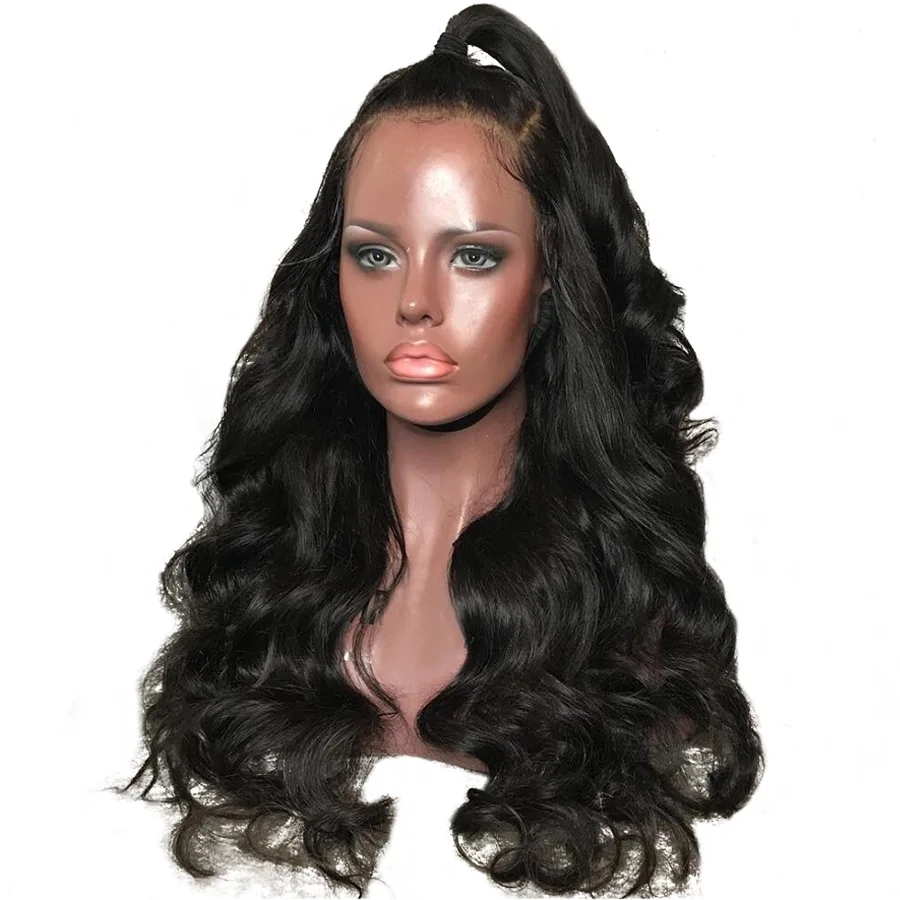 

Ready to Ship Long Natural Black Body Wave Wigs Synthetic Hair Wigs High Temperature Wire Fiber Wigs