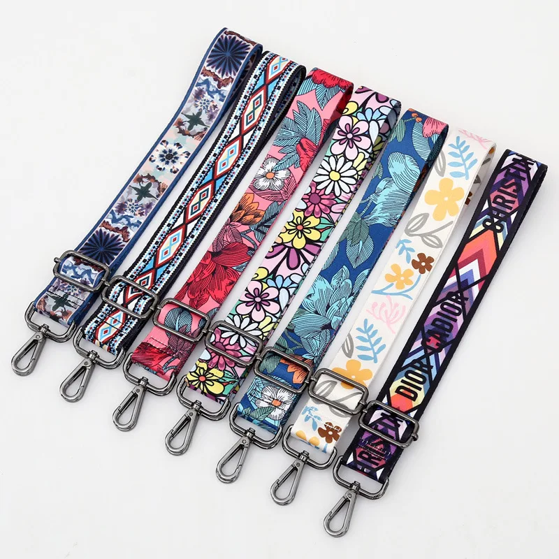

Amazon Hot Selling Canvas Wide Guitar Strap Adjustable Backpack Accessories Messenger Colorful Long Shoulder Bag Straps, Multi-colors