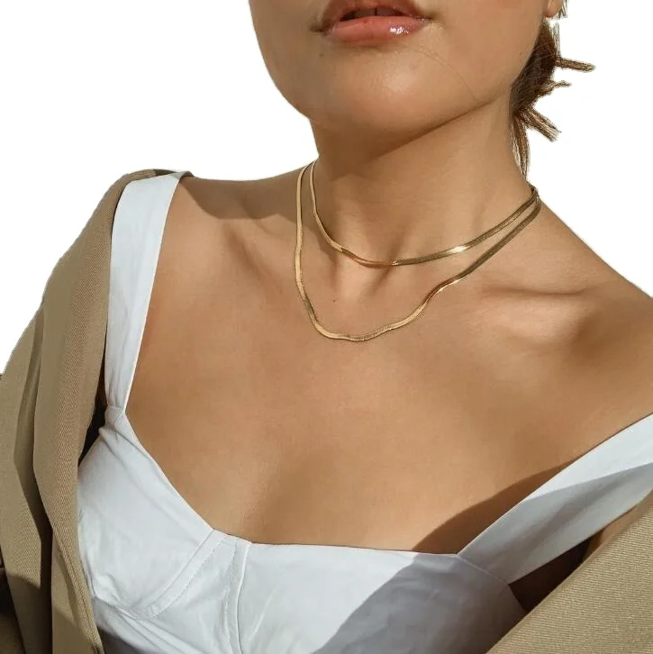 

2020 fashion trending hip hop thick gold filled necklace snake chain for women