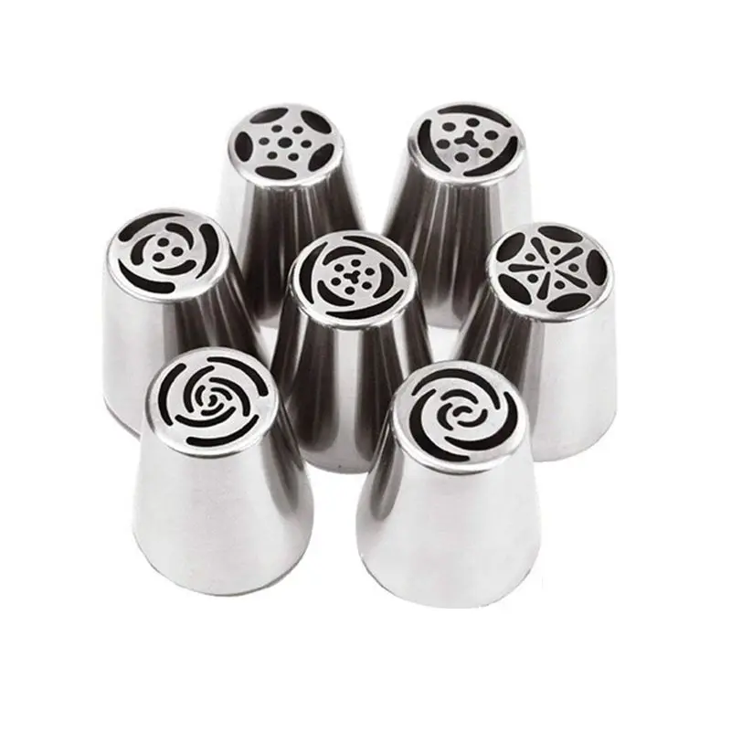 

Lixsun Amazon Hot Sales 7PCS Pack Stainless Steel Cake Icing Tip Russian Cake Nozzles Tips Sets, Silver