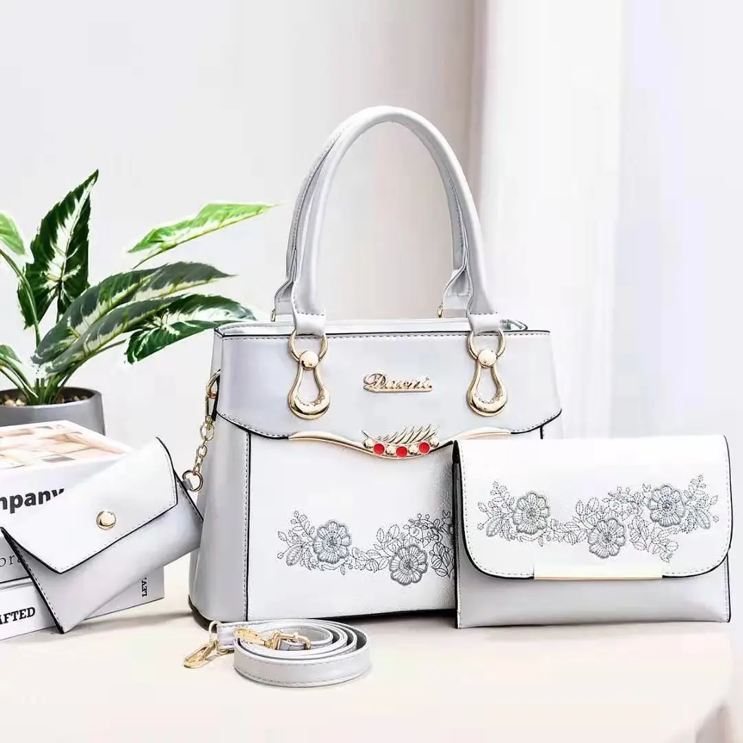 

DL010 25 New luxury handbag trend style Women Bags 3pcs Set Ladies Shoulder Bag Leather Handbag Large Tote Bags Handbag, Red, black....