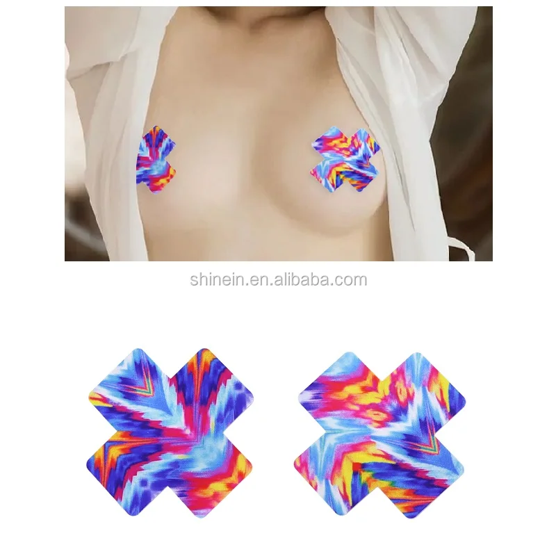 

Sexy Disposable Women Self Adhesive Boobs Pasties Fire Cloud Style Breast Sticker Bra Nipple Cover, As per picture