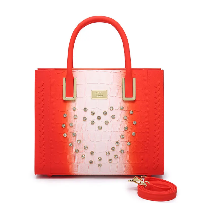 

bag designes women handbag Color matching rainbow colorful diamond jelly bag women bling bling handbags woman, Customizable