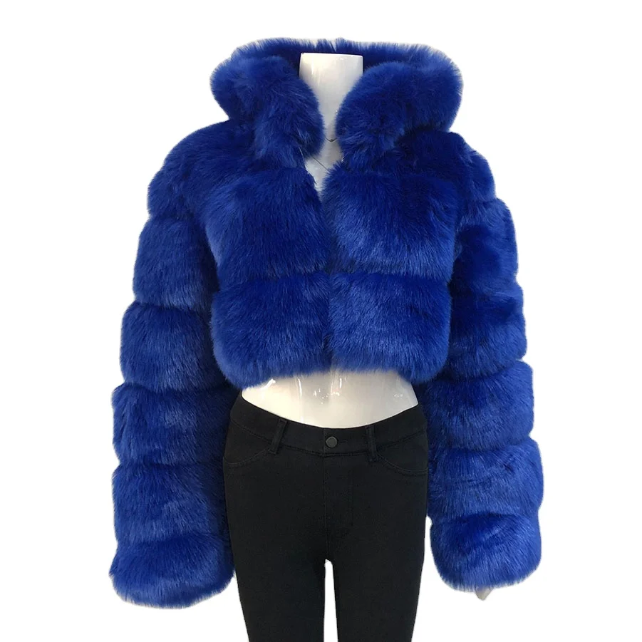 

2020 New Arrivals winter collection women long sleeve fashion women's hooded zipper faux fur crop coat