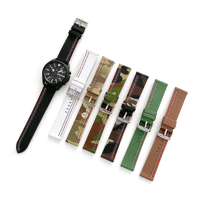 

22mm watch band canvas Camouflage Strap for Huawei GT 2 GT2 Pro 2E for Samsung galaxy watch 3 Mens Straps watch bands, 7 colors