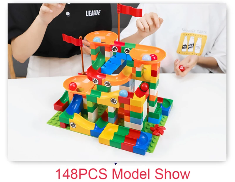 74-296 PCS Marble Race Run Block Compatible LegoINGlys Duploed Building Blocks 