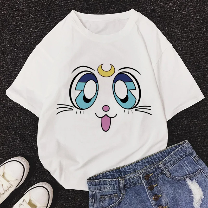 

Cute Pattern T-shirt Breathable White Women Summer Tops Tees T-Shirt Women Plain Casual Clothing