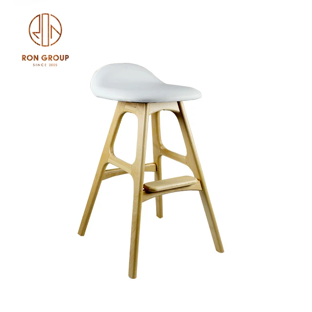 modern design wooden legs soft seat high bar chair for restaurant