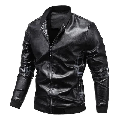 

YIXIN Hot Sell Fashion Retro Slim Zipper Men's Pu Motorcycle Biker Black Racer Coat Faux Leather Jacket, Black brown