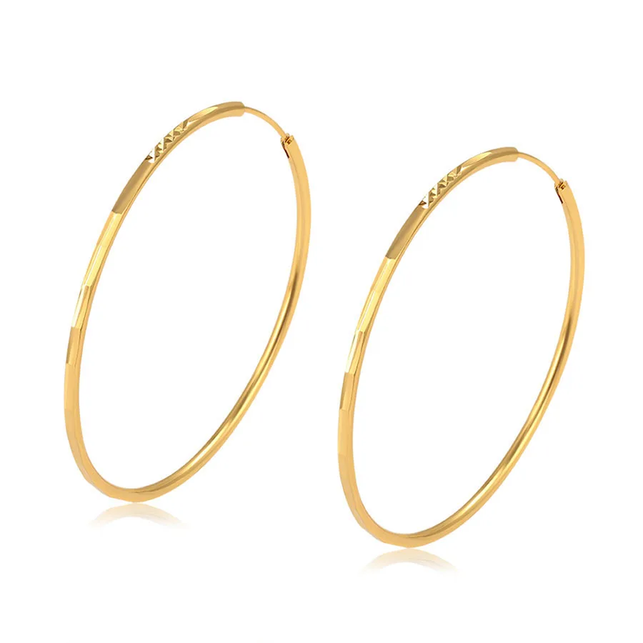 

99682 Xuping hot sale new arrival 24k gold plated big circle round fashion huggies earring