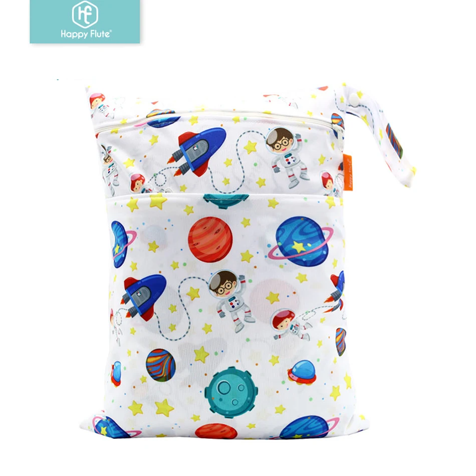 

Happyflute New design two pocket waterproof wet bag double zipper Reusable diaper bags, Customized colors