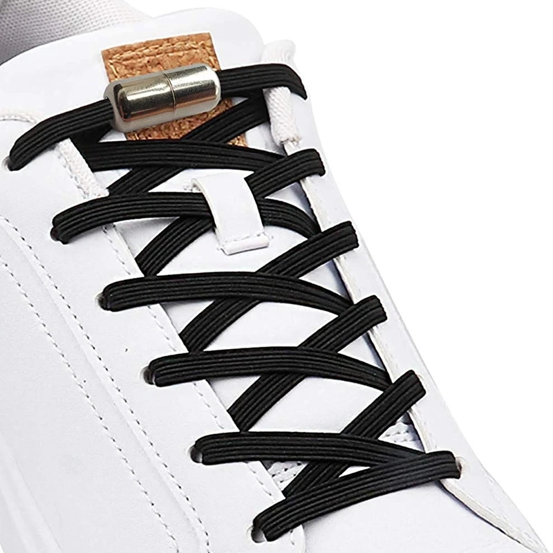 

New No Tie Convenient Quick Lock Shoelace Elastic Metal Lock Locking Shoelace Creative Kids Adult Sneakers Flat Laces Unisex, 24 colors